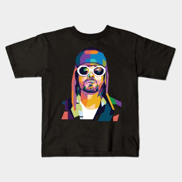 Kurt Cobain Pop Art Kids T-Shirt by HokiShop